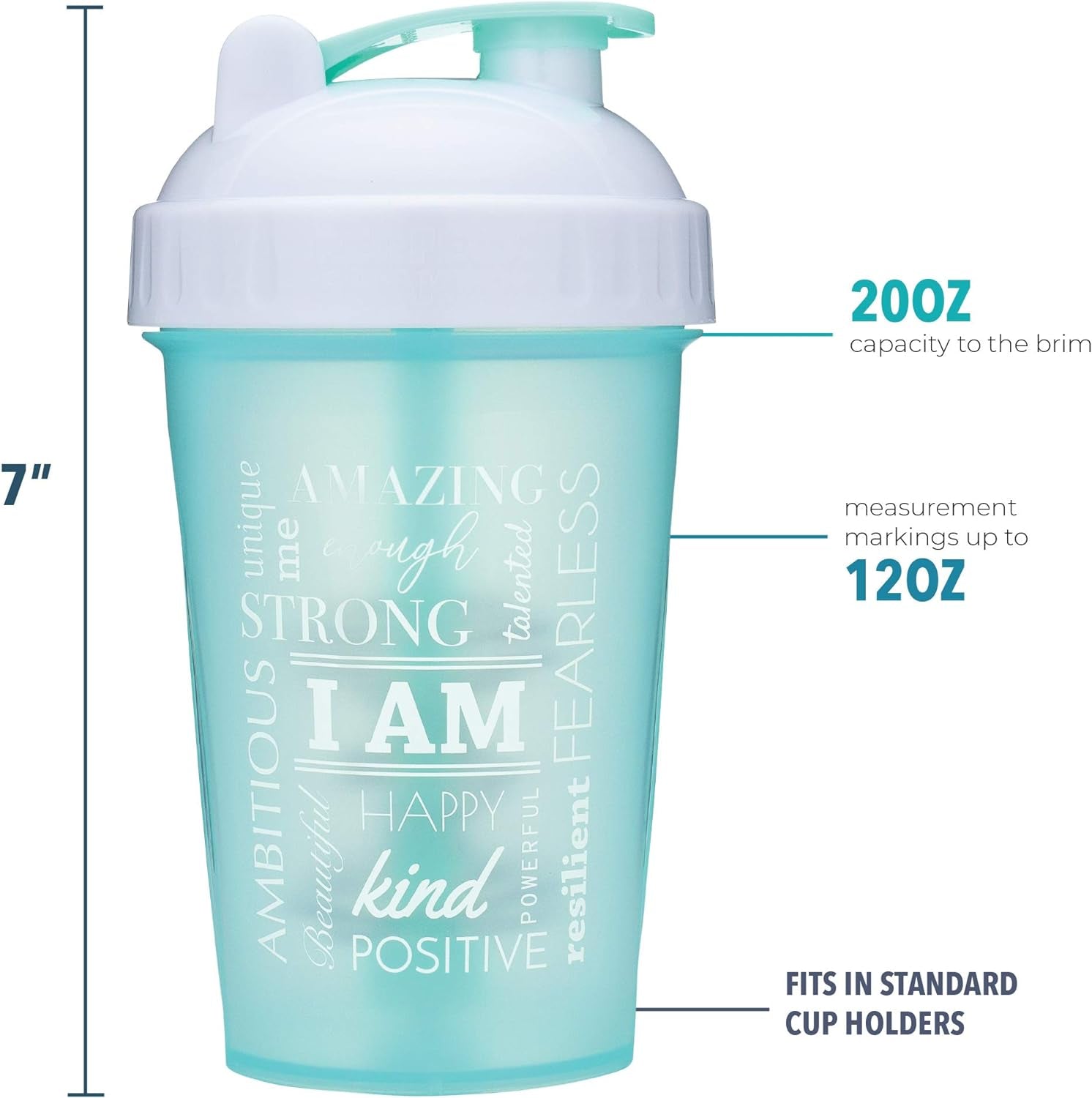 20 Ounce Shaker Bottle with Action Rod Mixer | Shaker Cups with Motivational Quotes | Protein Shaker Bottle Is BPA Free and Dishwasher Safe | Make It Happen Rose 20Oz