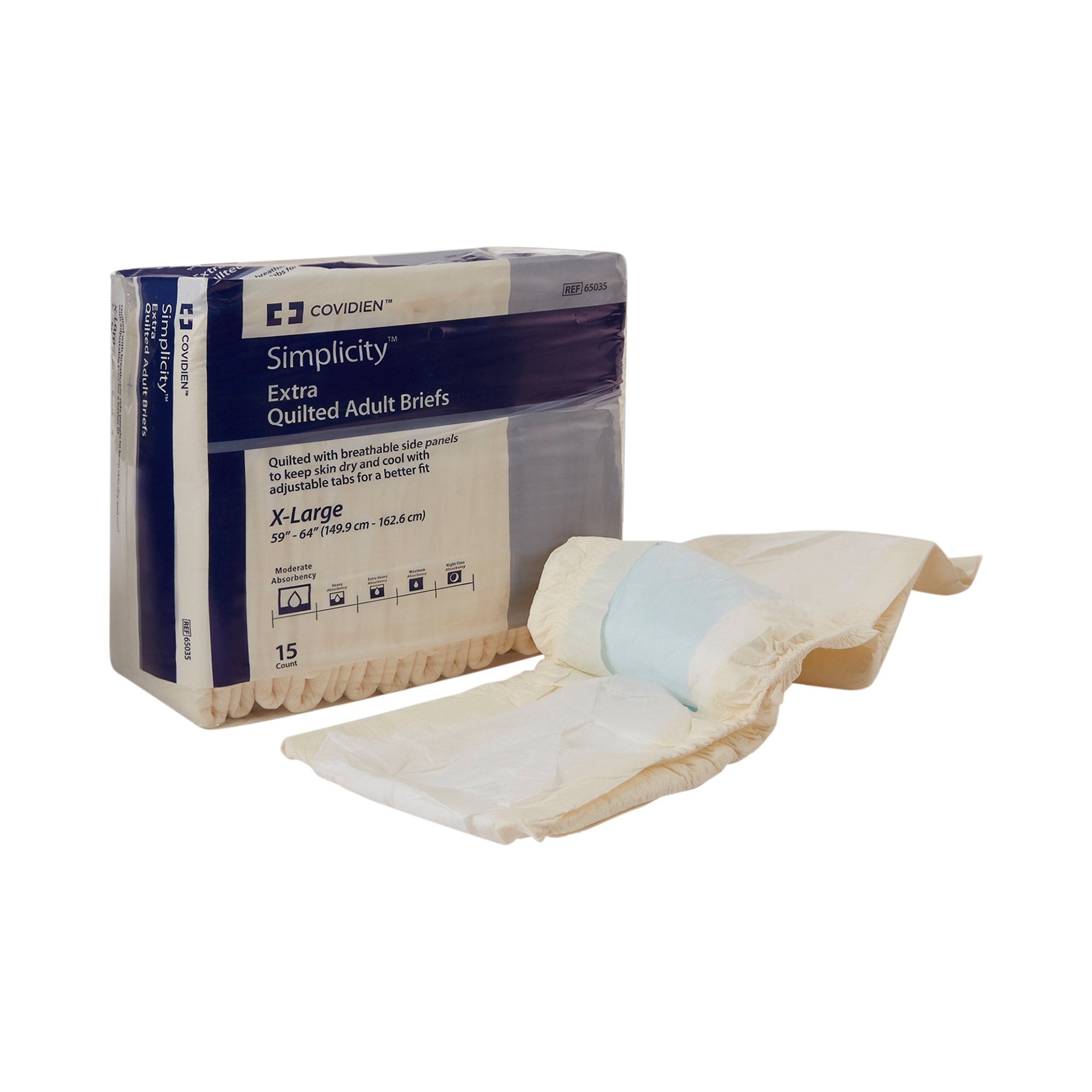 Unisex Adult Incontinence Brief Wings Extra Quilted X-Large Disposable Moderate Absorbency