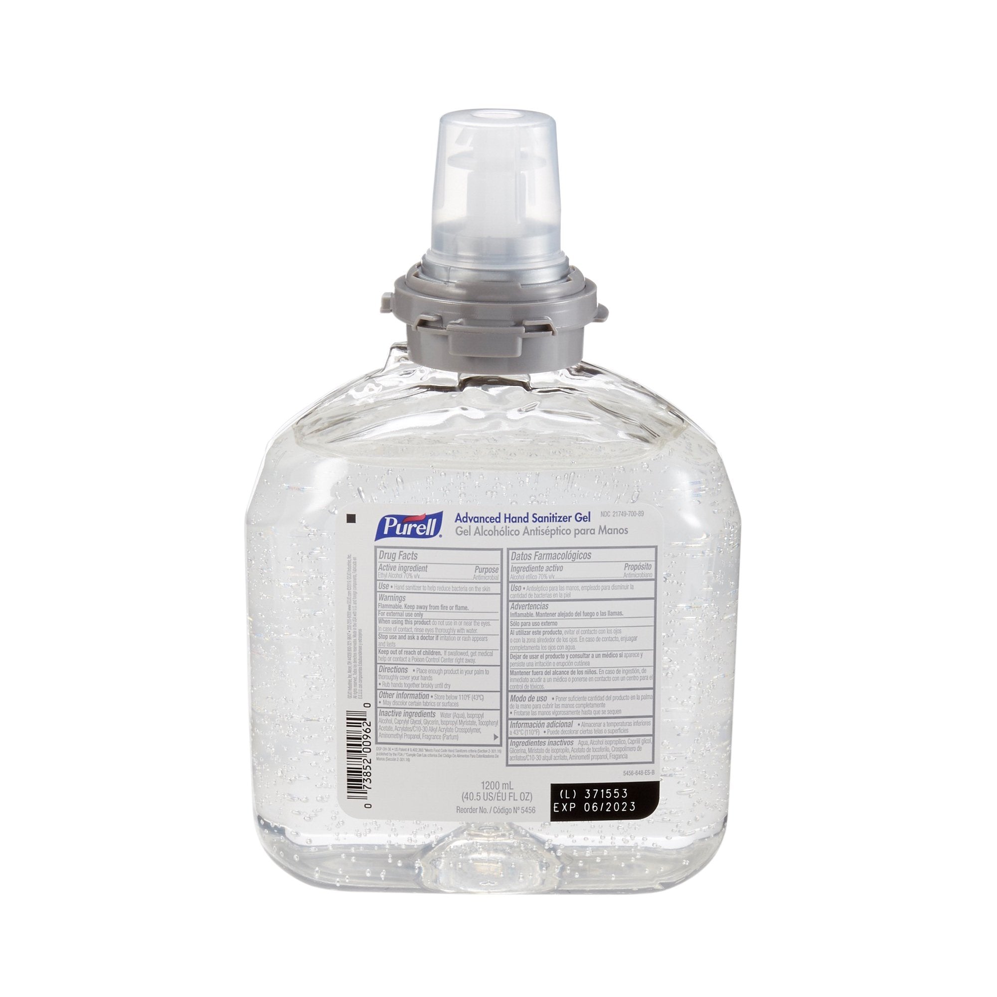 Hand Sanitizer Purell Advanced 1,200 mL Ethyl Alcohol Gel Dispenser Refill Bottle