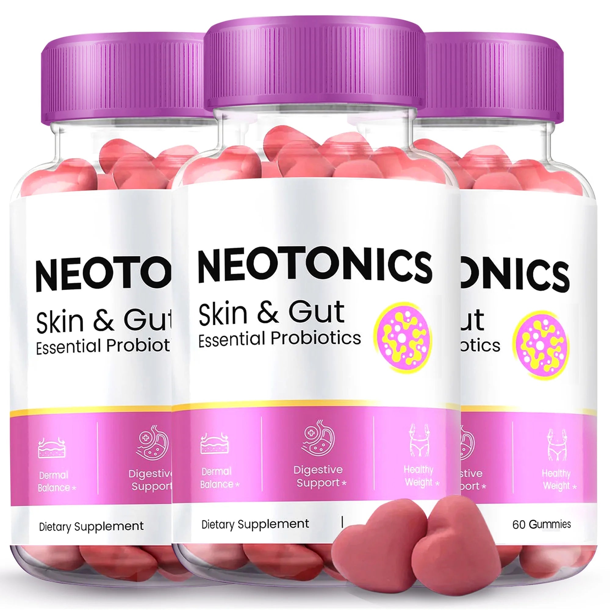 and Gut Gummies Reviews  & Gut Health Neotonics Gummies Glow up Skin Supplement Neutonic Clear Skin Supplement Your Skin Gummies for Smooth Skin Probiotic Capsule (3 Pack)