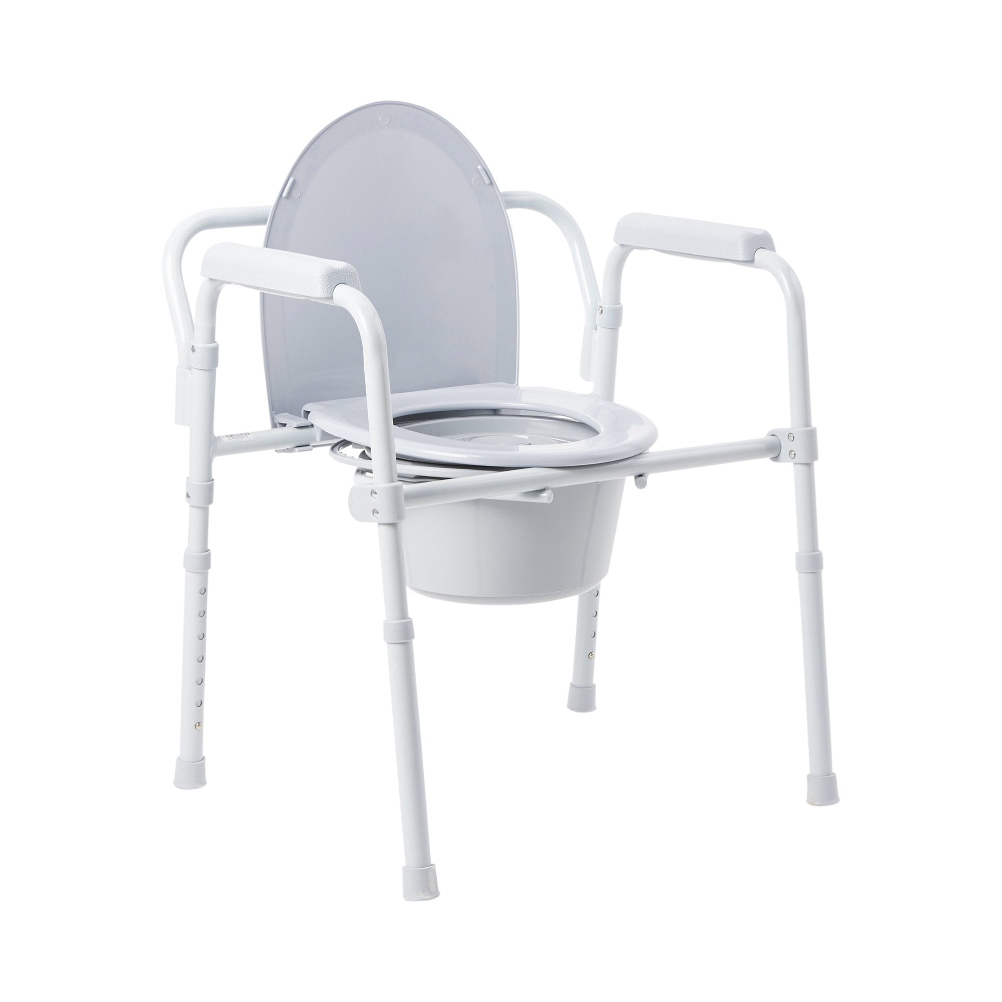 3 in 1 Commode Chair McKesson Fixed Arms Steel Frame Back Bar 13 1/2 Inch Seat Width 350 lbs. Weight Capacity