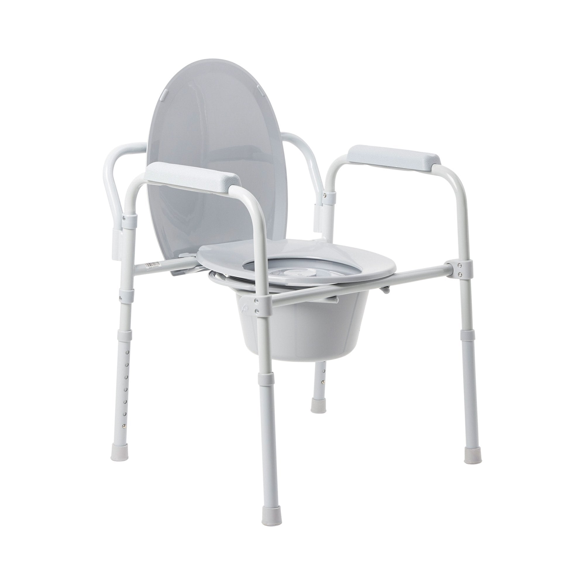 3 in 1 Commode Chair McKesson Fixed Arms Steel Frame Back Bar 13 1/4 Inch Seat Width 350 lbs. Weight Capacity