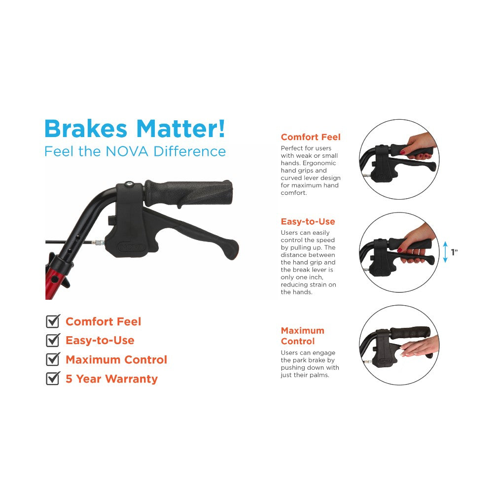 3 wheel rollator traveler® red adjustable height folding aluminum frame