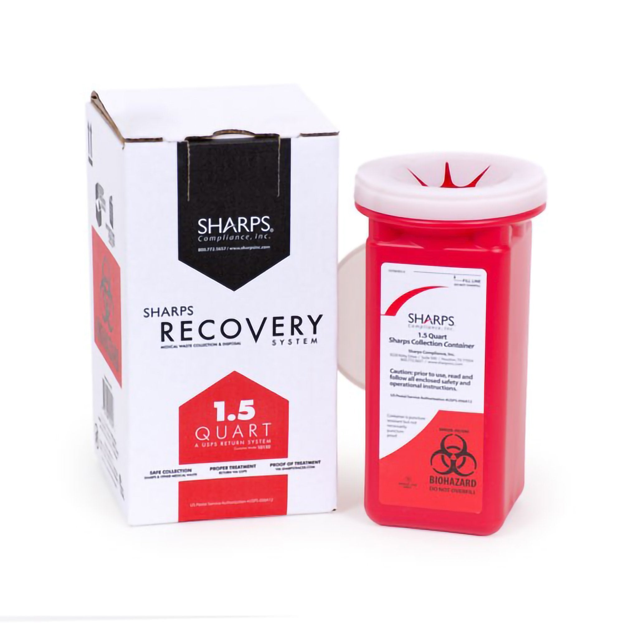 Mailback Sharps Container Sharps Recovery System Red Base Vertical Entry 0.375 Gallon