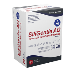 dynarex siligentle ag silver silicone foam dressing