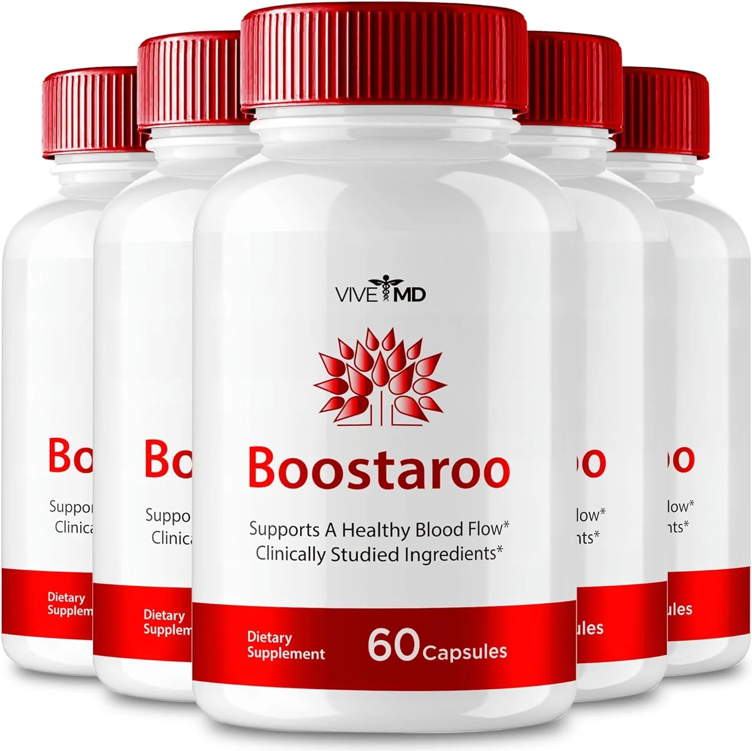 Boostaroo Ed Pills Advanced Formula Supplement   Maximum Strength Blood Flow Support Formula, Boostaroo Supplement for Healthy Blood Flow, 60 Capsules per Bottle (5 Pack)