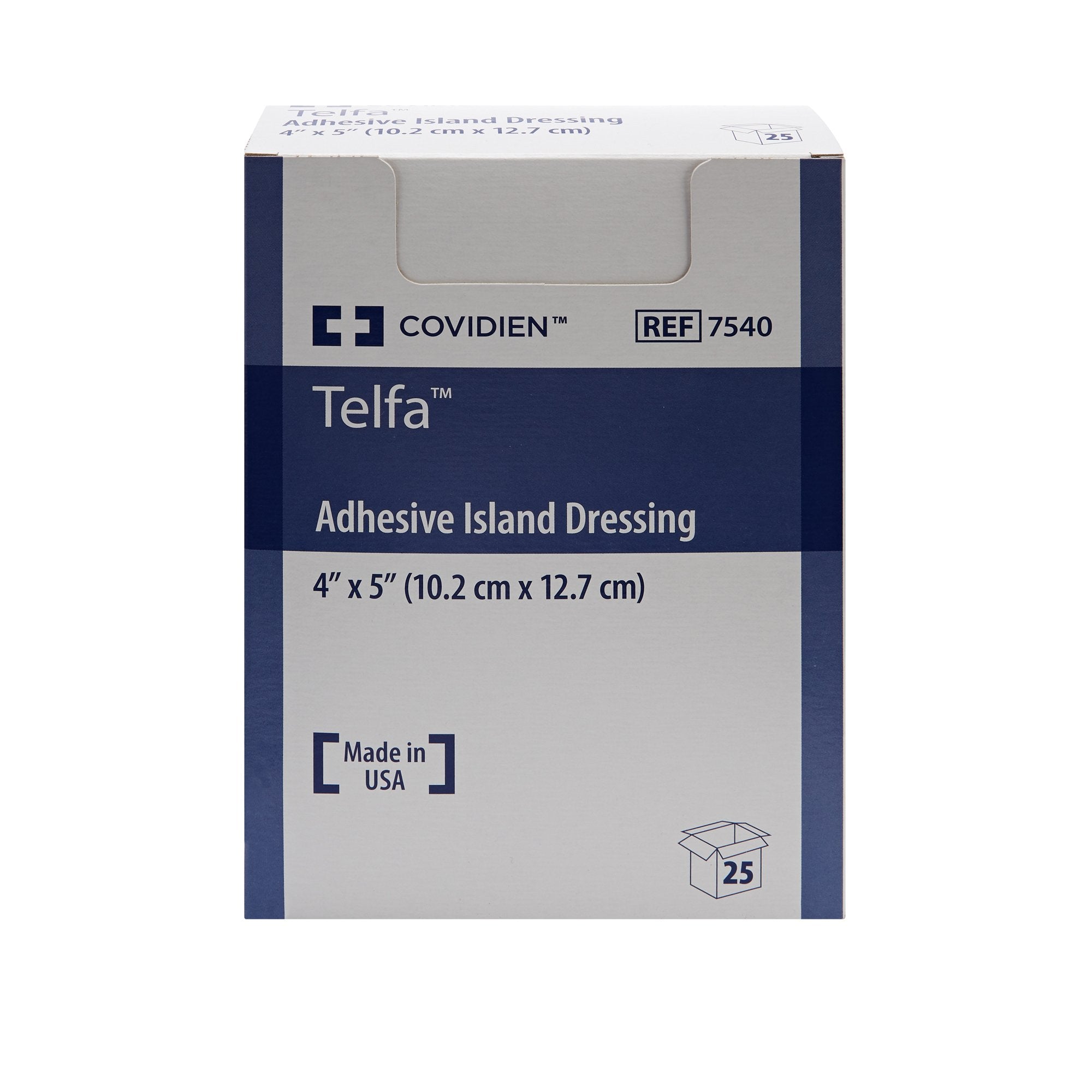 Aderezo Island Telfa™ Rectángulo Estéril de 4 x 5 pulgadas, Tipo de embalaje: Caja