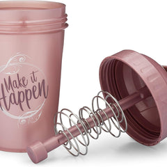 20 Ounce Shaker Bottle with Action Rod Mixer | Shaker Cups with Motivational Quotes | Protein Shaker Bottle Is BPA Free and Dishwasher Safe | Make It Happen Rose 20Oz