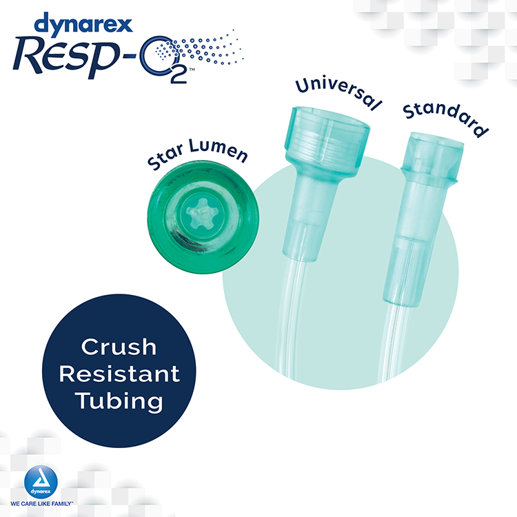 Cánulas nasales de oxígeno Dynarex: espuma ultra suave y punta acolchada para máxima comodidad, ideales para uso prolongado y mejor apoyo respiratorio.