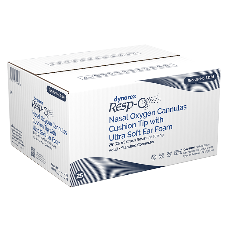 Cánulas nasales de oxígeno Dynarex: espuma ultra suave y punta acolchada para máxima comodidad, ideales para uso prolongado y mejor apoyo respiratorio.
