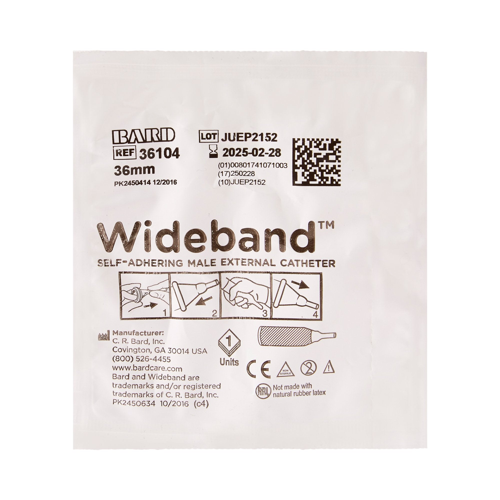 Male External Catheter Wide Band Self-Adhesive Band Silicone Large,Packaging Type- Each