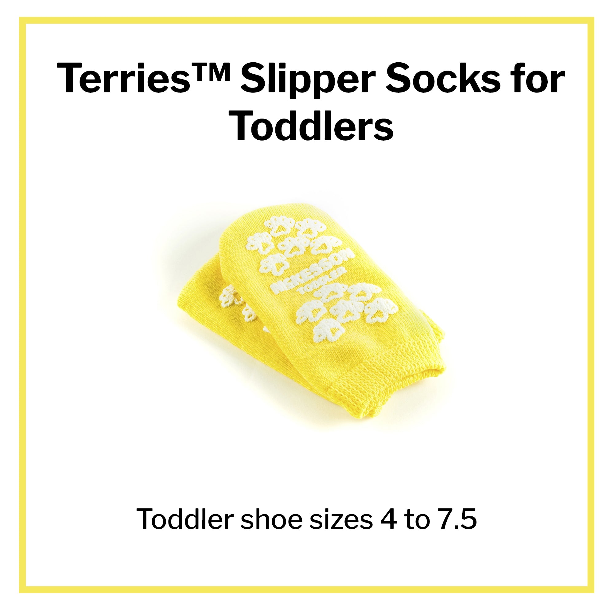Slipper Socks McKesson Terries Unisex Toddler Single Tread Single Patient Use Yellow, Packaging Type- Case