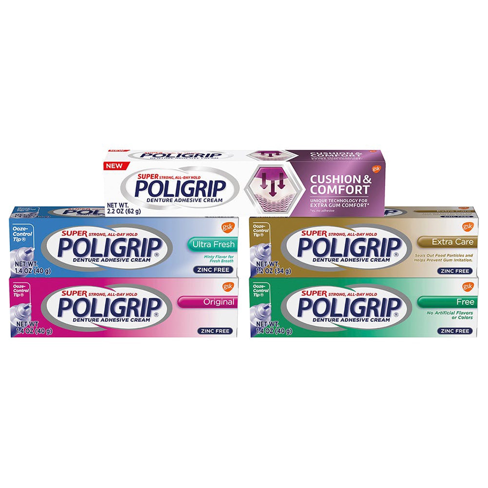 Denture Adhesive Super Poligrip Original Cream 2.4 oz.,Packaging Type- Each