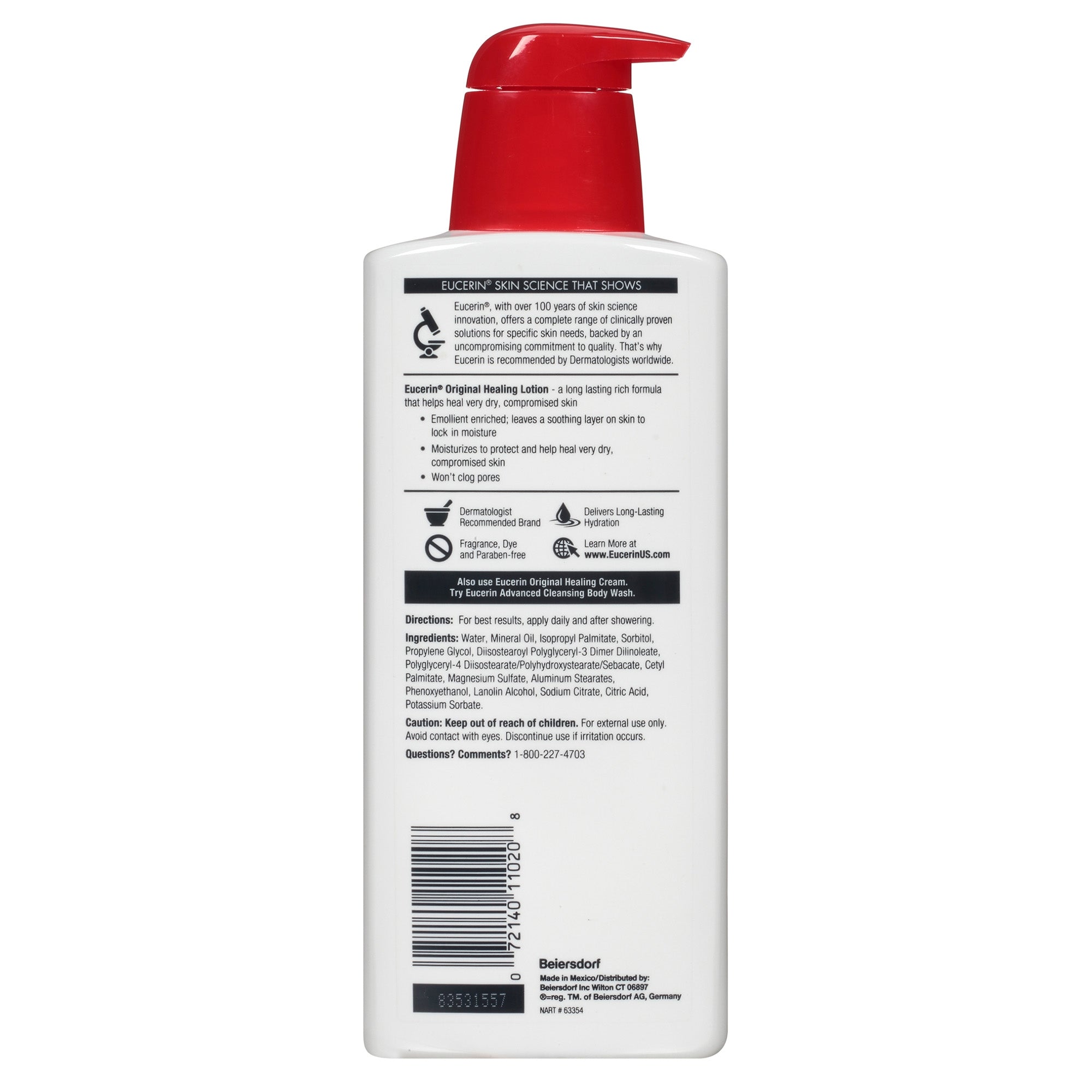 Hand and Body Moisturizer Eucerin Original 16 oz. Pump Bottle Unscented Lotion, Packaging Type- Each