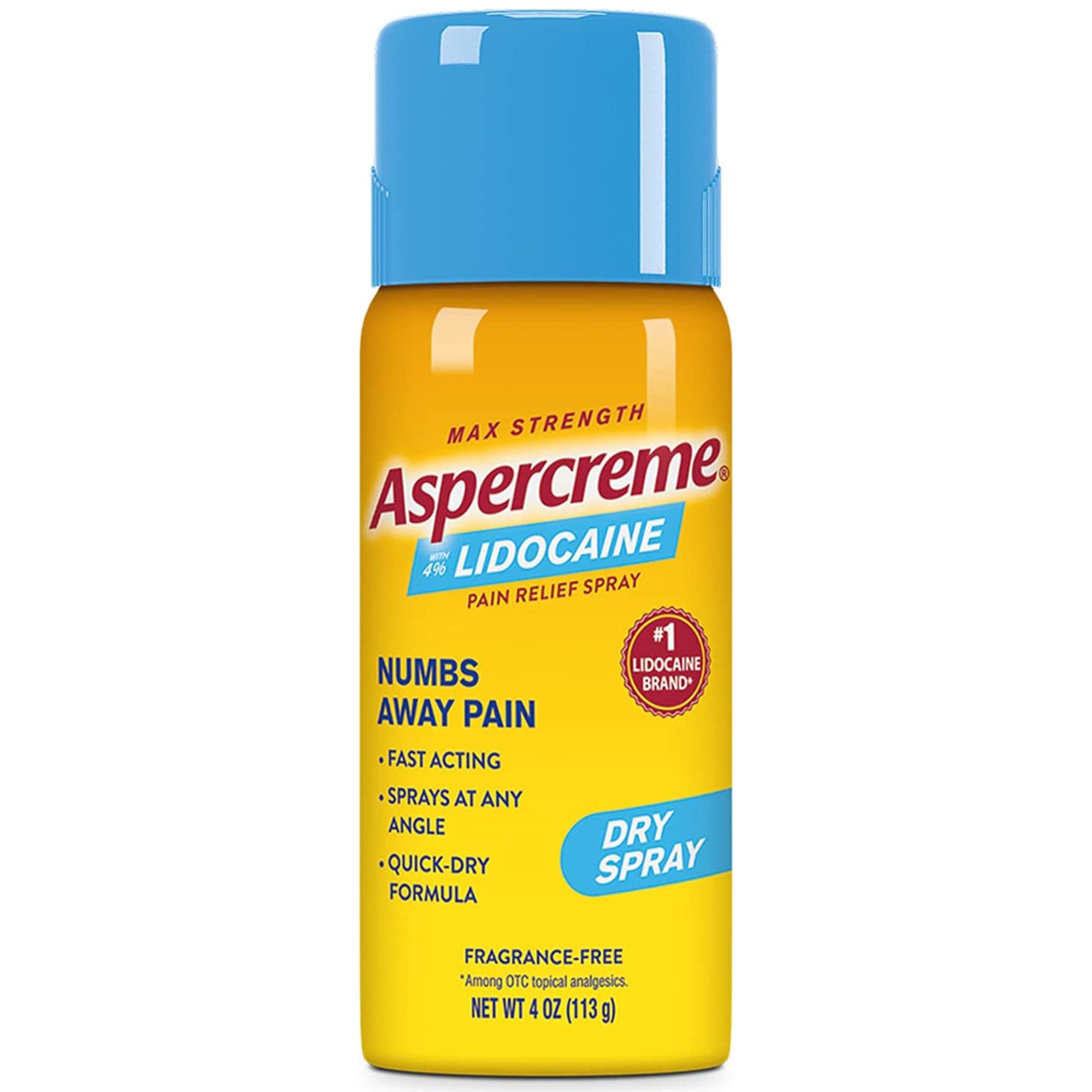 Topical Pain Relief Aspercreme Max 4% Strength Lidocaine Spray 4 oz.