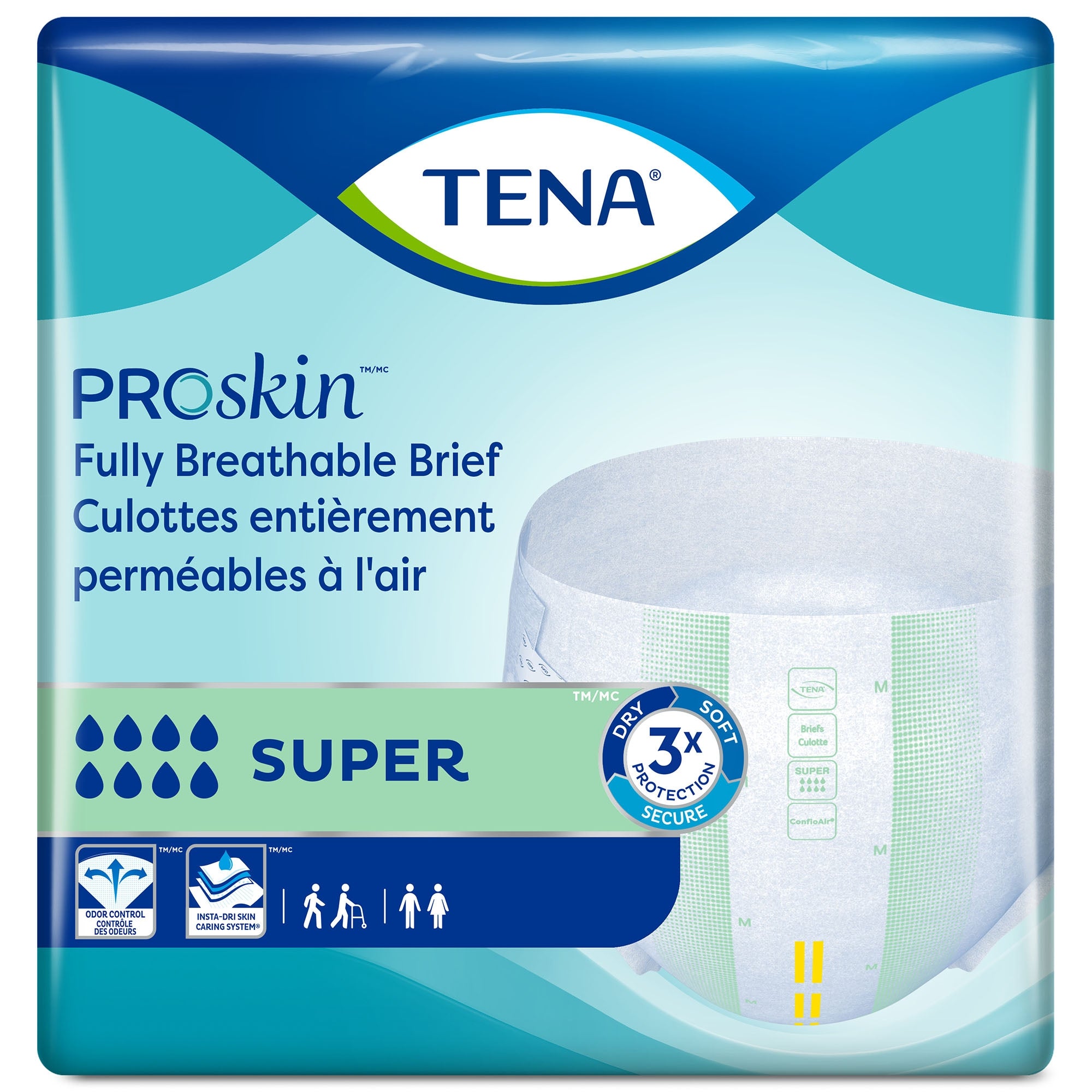 Unisex Adult Incontinence Brief TENA ProSkin Super Large Disposable Heavy Absorbency, Packaging Type- Case