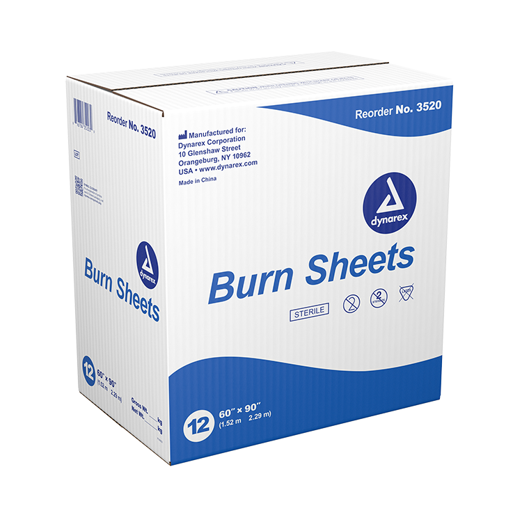 Dynarex 3520 Blue First Aid 60x90inch Burn Sheet - Sterile, Pack of 12 Sheet