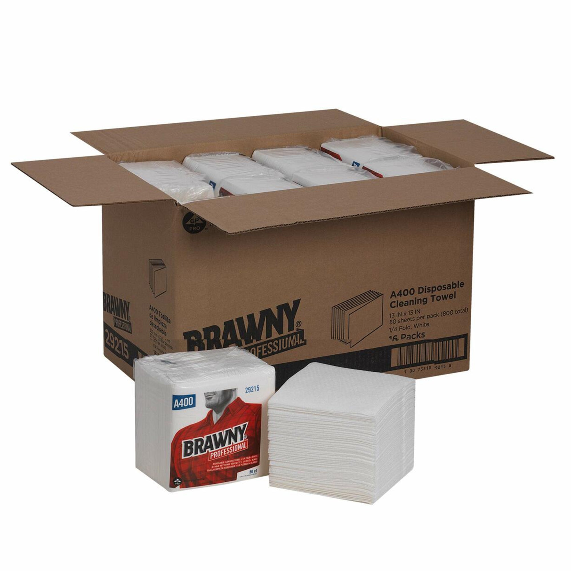 Task Wipe Brawny Industrial Medium Duty White NonSterile Airlaid Bonded Cellulose 13 X 13 Inch Reusable, Packaging Type- Case