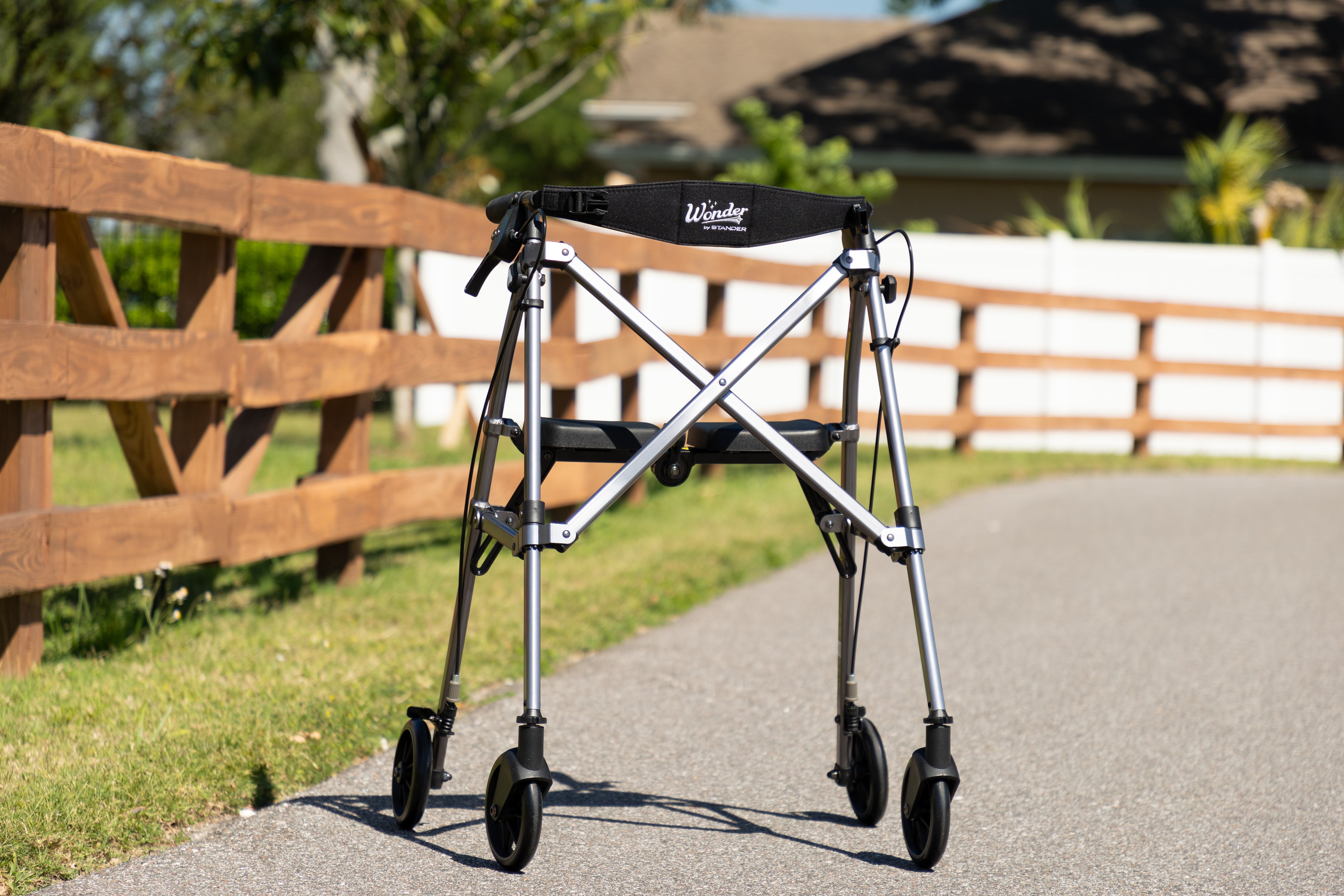 Space Saver Rollator - Black Walnut | Lightweight, Compact Design for Easy Mobility | Adjustable Height & Ergonomic Handles for Comfort and Support