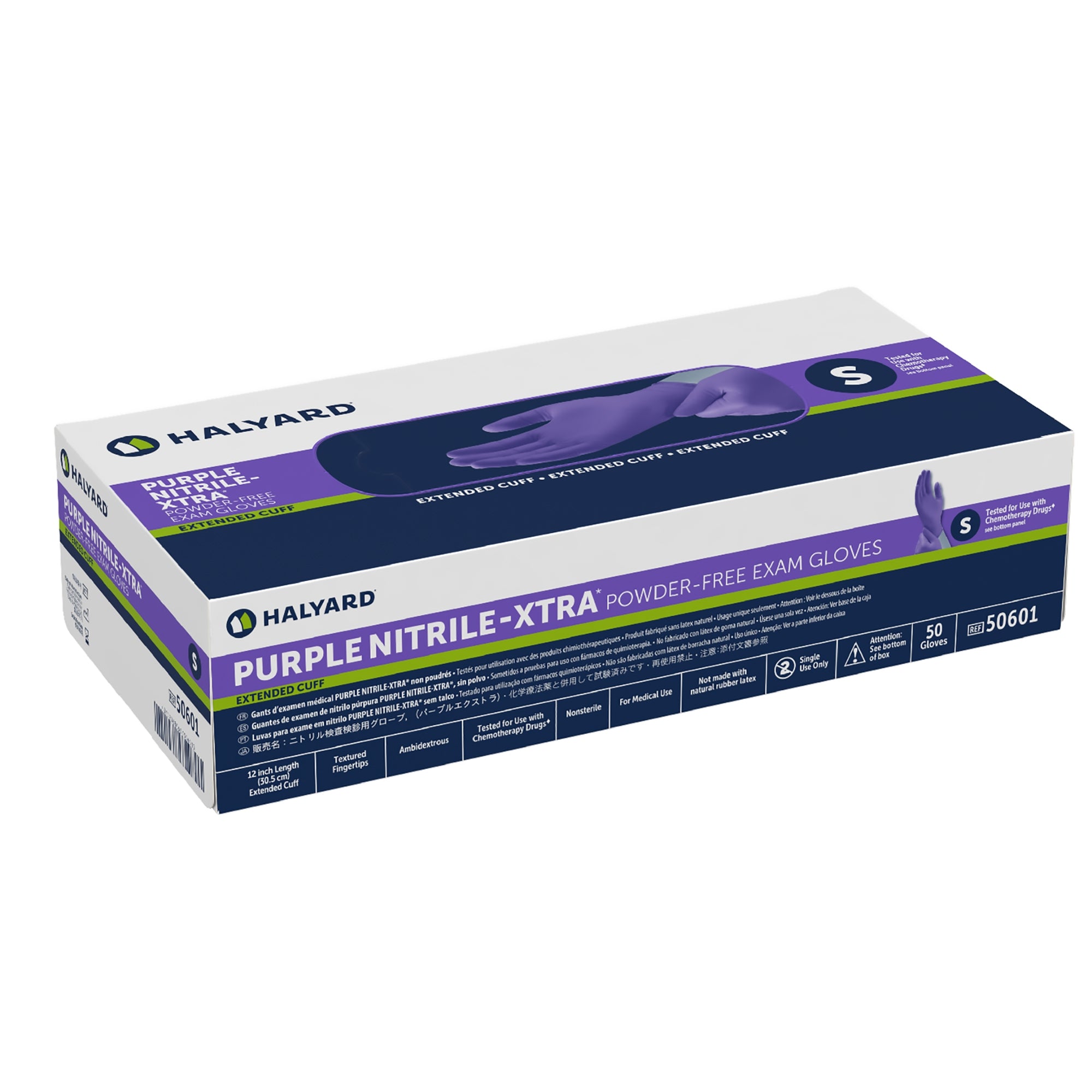 exam glove purple nitrile xtra small nonsterile nitrile extended cuff length textured fingertips purple chemo tested packaging type case
