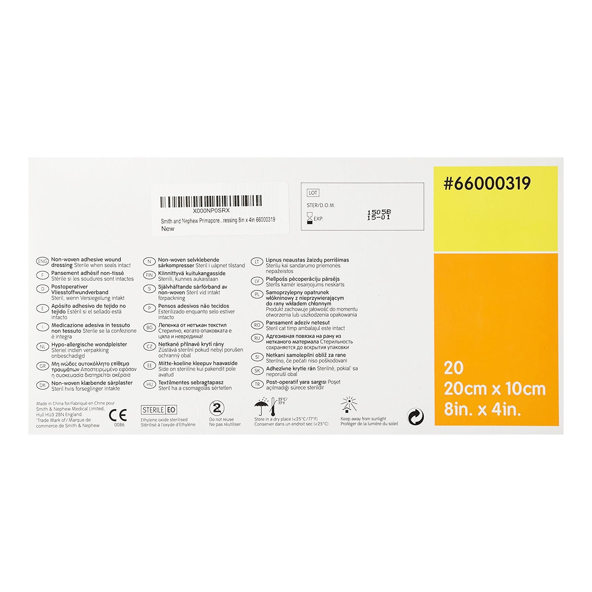 Island Dressing Primapore 4 X 8 Inch Rectangle Sterile Film Backing,Packaging Type- Box