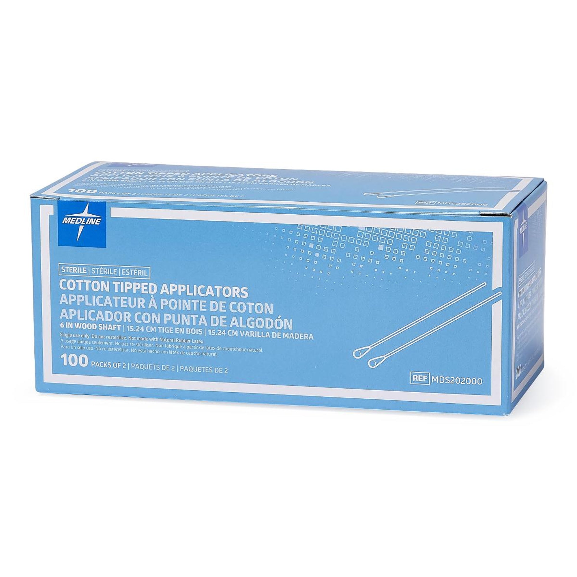 Swabstick Cotton Tip Wood Shaft 6 Inch Sterile 2 per Pack, Packaging Type- Case