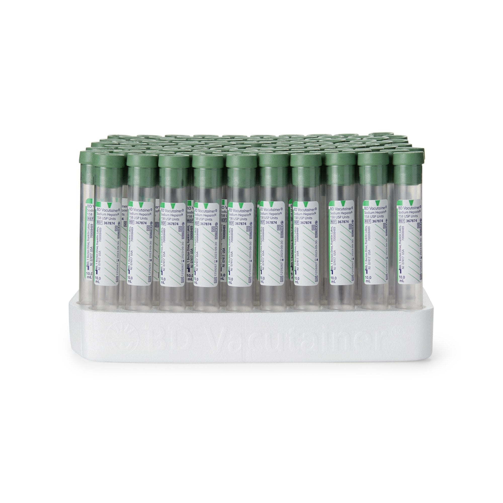 BD Vacutainer Venous Blood Collection Tube Sodium Heparin Additive 10 mL Conventional Closure Plastic Tube, Packaging Type- Case