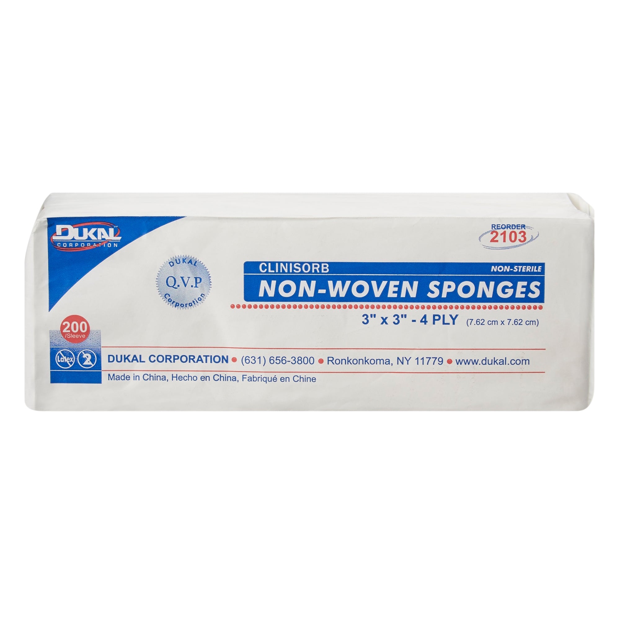 Nonwoven Sponge Clinisorb 3 X 3 Inch 4-Ply NonSterile 200 per Pack, Packaging Type- Case