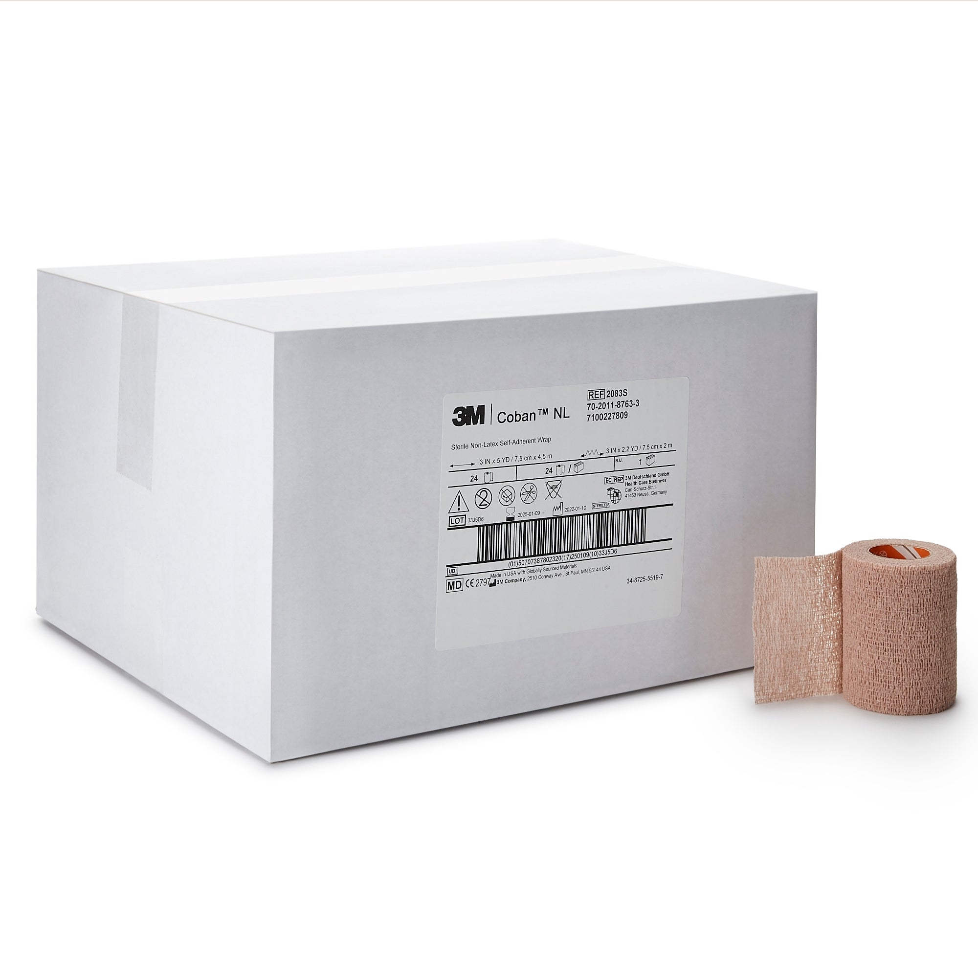Cohesive Bandage 3M Coban LF 3 Inch X 5 Yard Self-Adherent Closure Tan Sterile Standard Compression, Packaging Type- Case