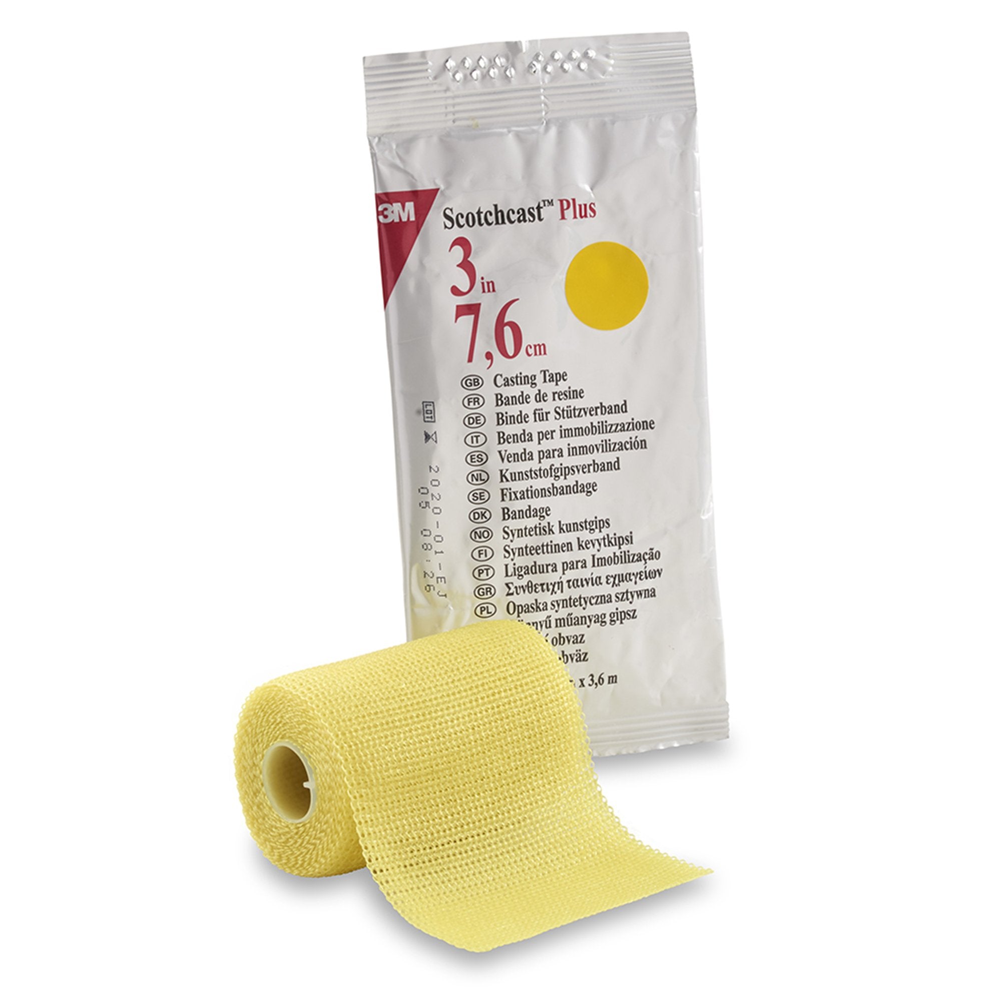 Cast Tape 3M Scotchcast Plus 3 Inch X 12 Foot Fiberglass / Resin Yellow