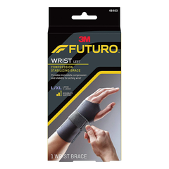 Wrist Brace Futuro Compression Stabilizing Low Profile Aluminum / Nylon / Polyester / Polyethylene / Spandex / Silicone Left Hand Black Large / X-Large