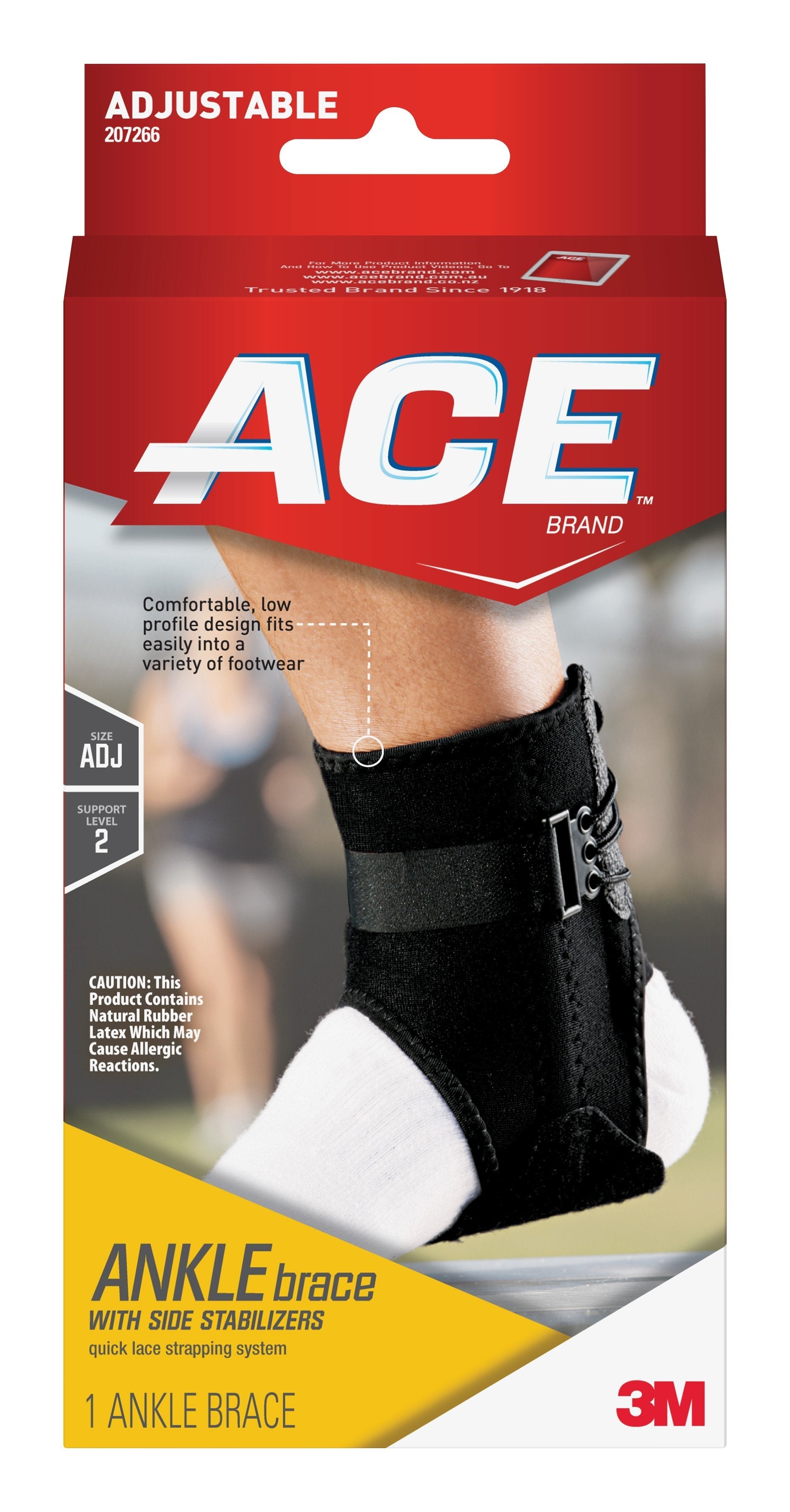 Ankle Brace with Side Stabilizers 3M Ace One Size Fits Most Lace Up Foot