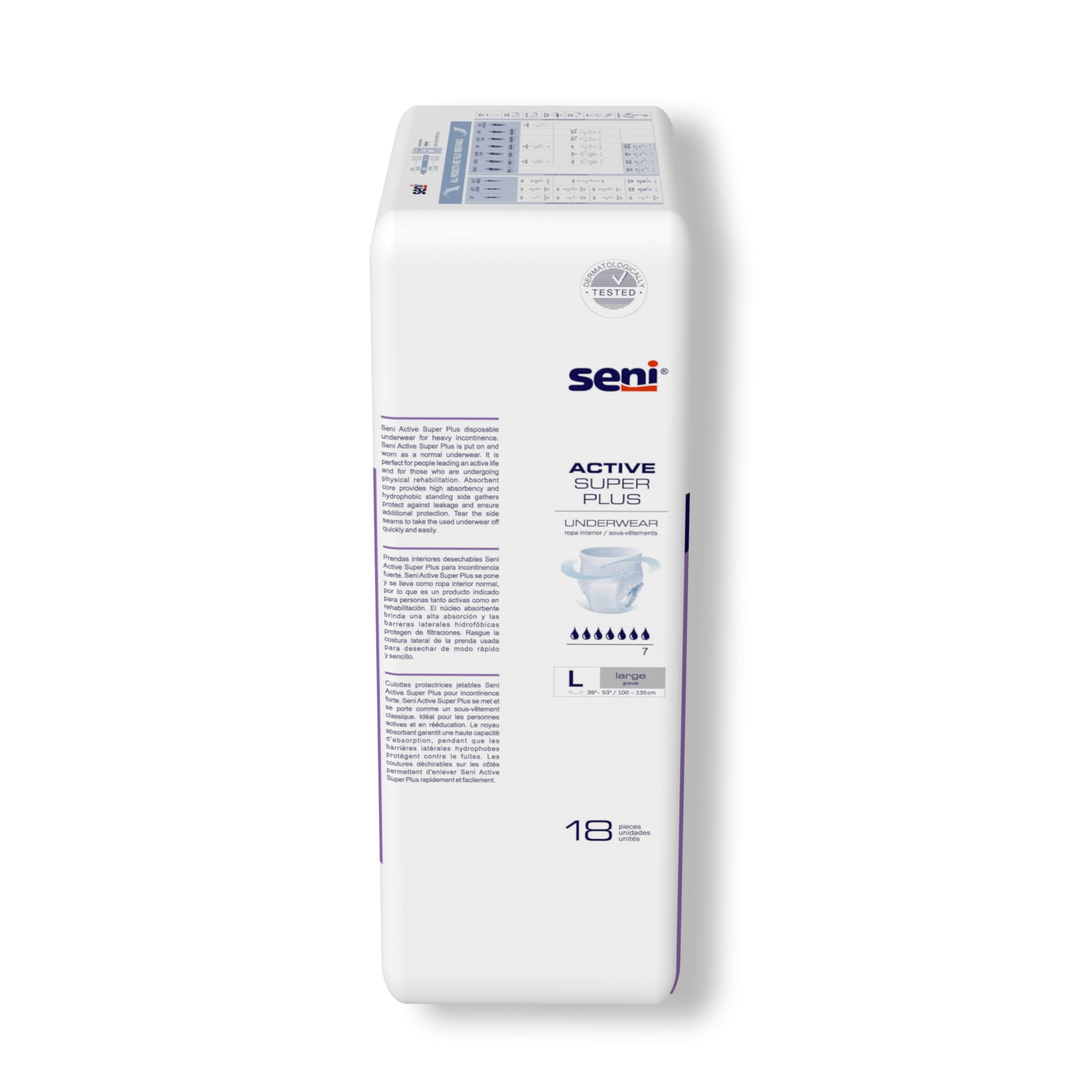 unisex adult absorbent underwear seni active super plus pull on with tear away seams large disposable heavy absorbency packaging type case