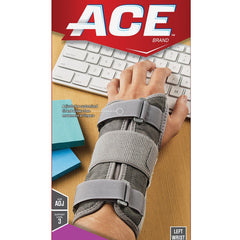 Wrist Brace 3M Ace Aluminum / Nylon / Polyester / Polypropylene / Polyurethane / Spandex Left Hand Gray One Size Fits Most