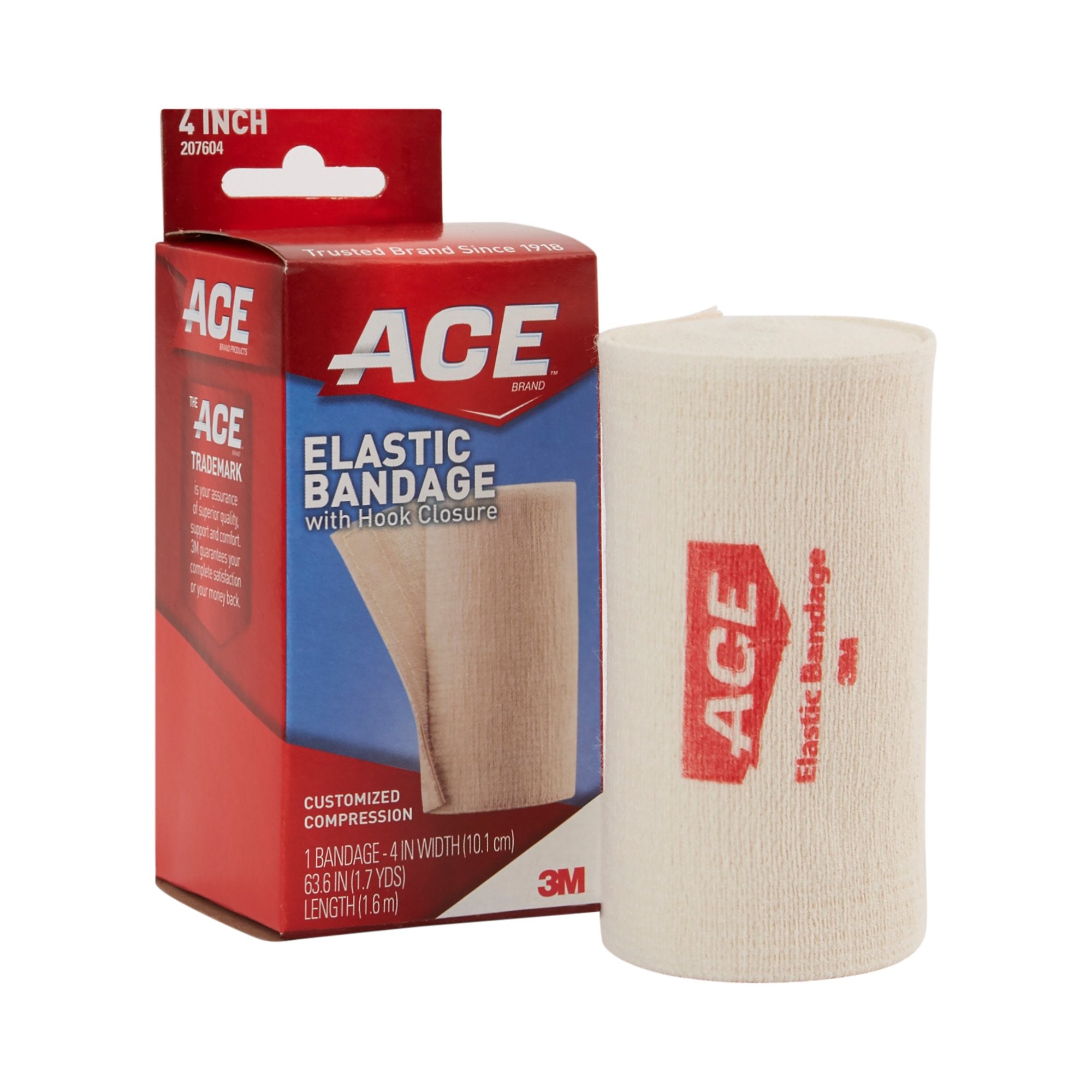 Elastic Bandage 3M ACE 4 Inch X 5.3 Foot Single Hook and Loop Closure Tan NonSterile Standard Compression