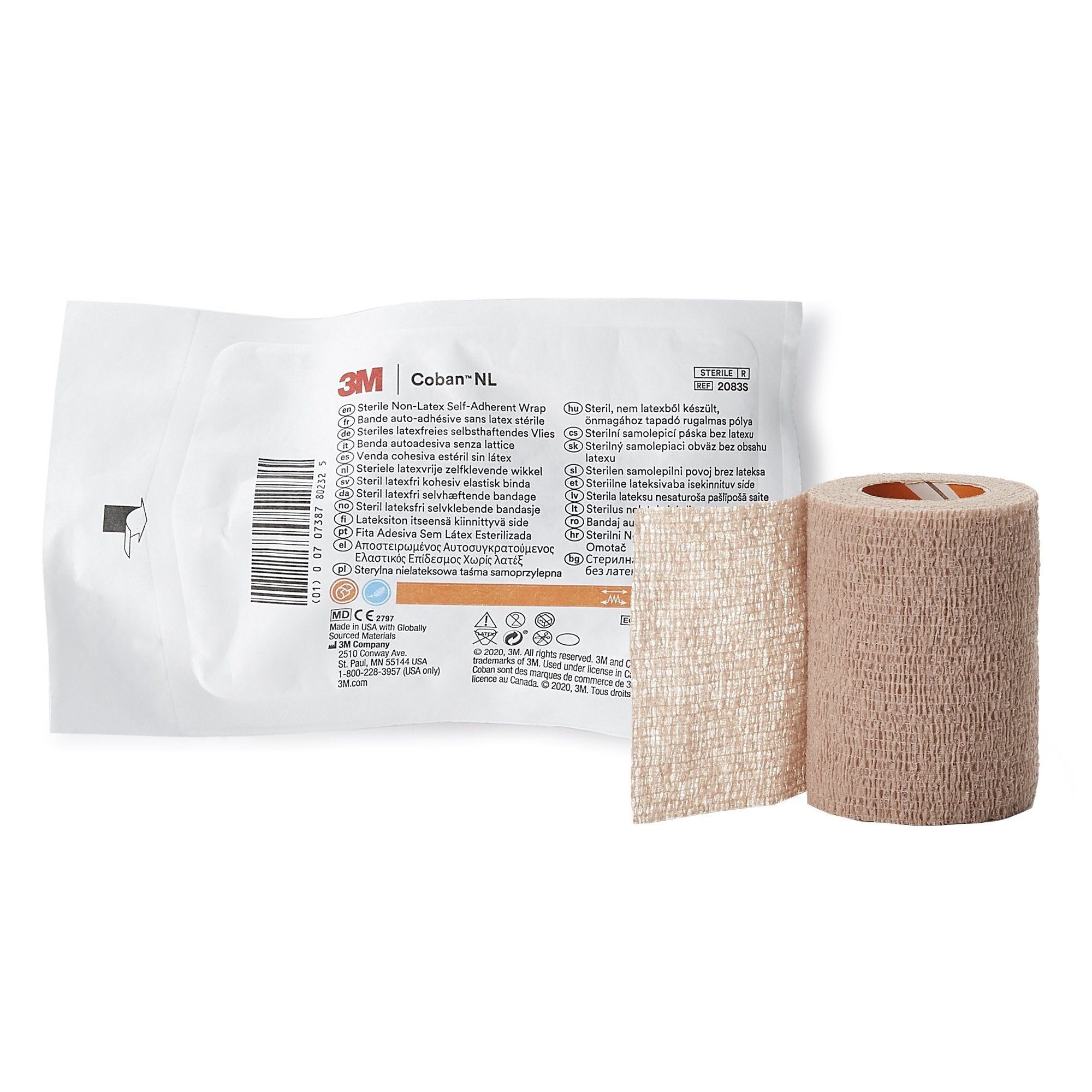 Cohesive Bandage 3M Coban LF 3 Inch X 5 Yard Self Adherent Closure Tan Sterile Standard Compression