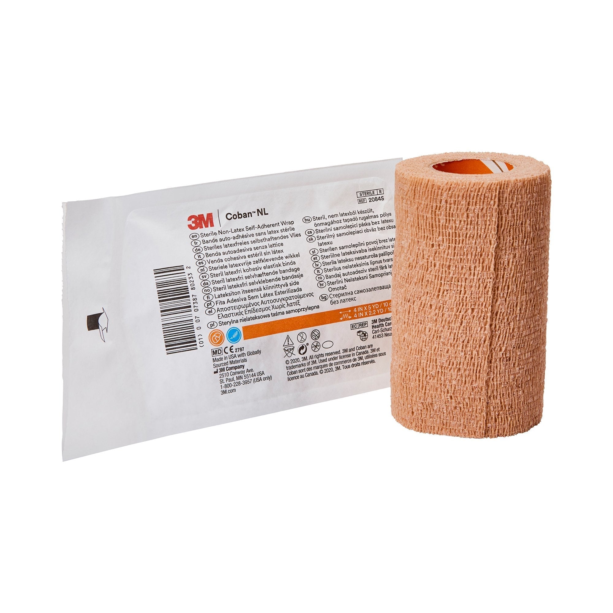 Cohesive Bandage 3M Coban LF 4 Inch X 5 Yard Self Adherent Closure Tan Sterile Standard Compression
