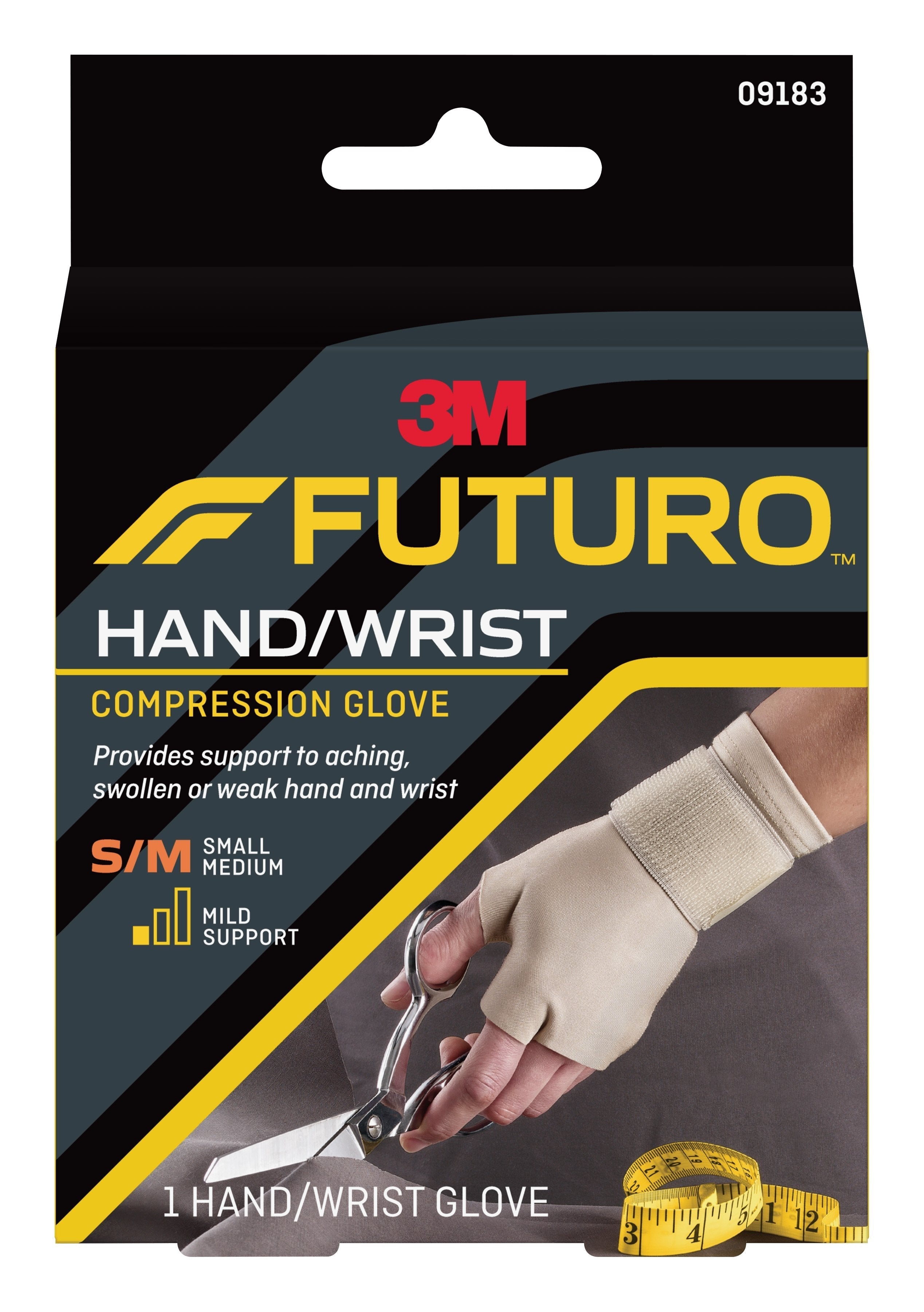 Support Glove 3M Futuro Fingerless Small / Medium Over the Wrist Length Ambidextrous