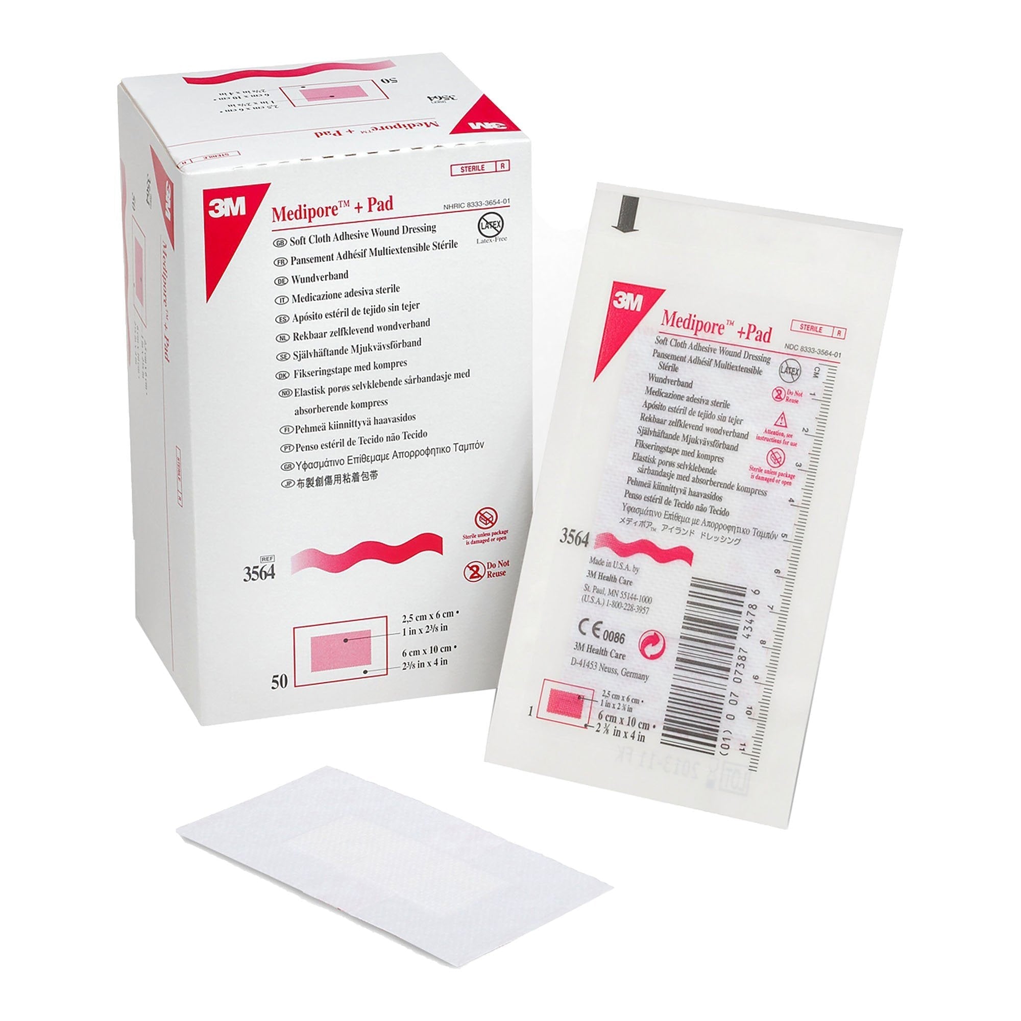 Composite Dressing 3M Medipore 2 3/8 X 4 Inch Rectangle Sterile Nonwoven Backing