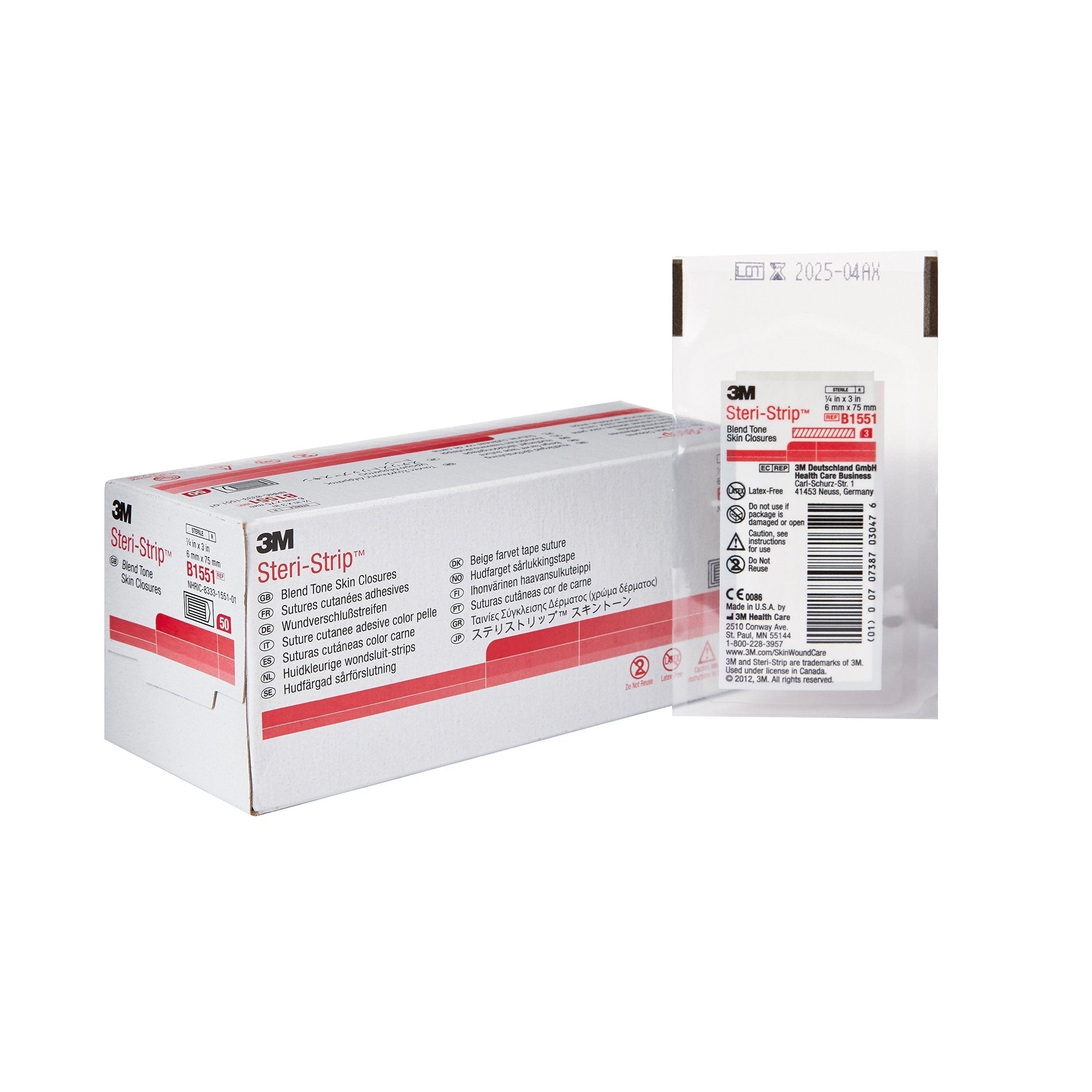 Skin Closure Strip Steri Strip 1/4 X 3 Inch Nonwoven Material Flexible Strip Tan