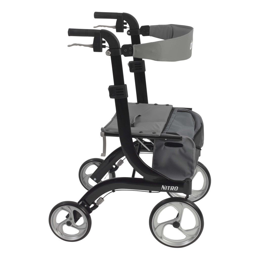 4 wheel rollator drive nitro black adjustable height folding aluminum