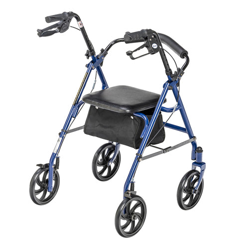 4 wheel rollator drive™ blue adjustable height folding aluminum frame
