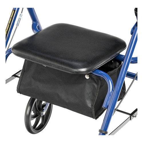 4 wheel steel rollator w 8 casters basket loop blue