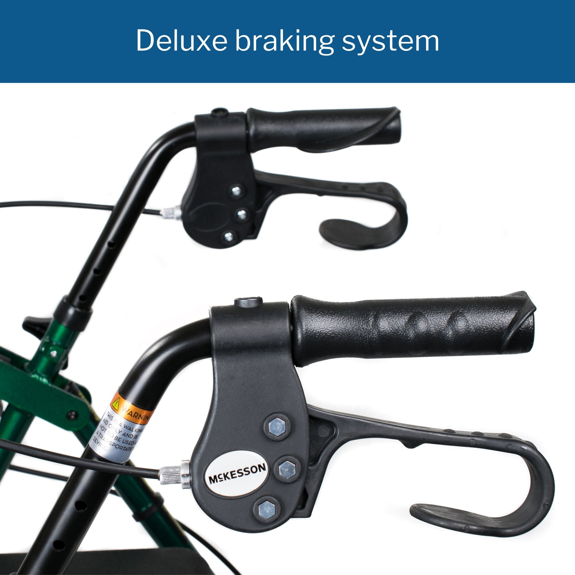 4 wheel rollator mckesson green adjustable height folding aluminum frame