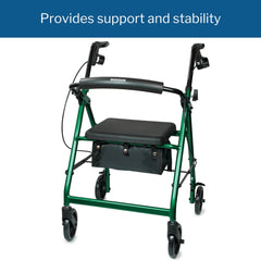 4 wheel rollator mckesson green adjustable height folding aluminum frame