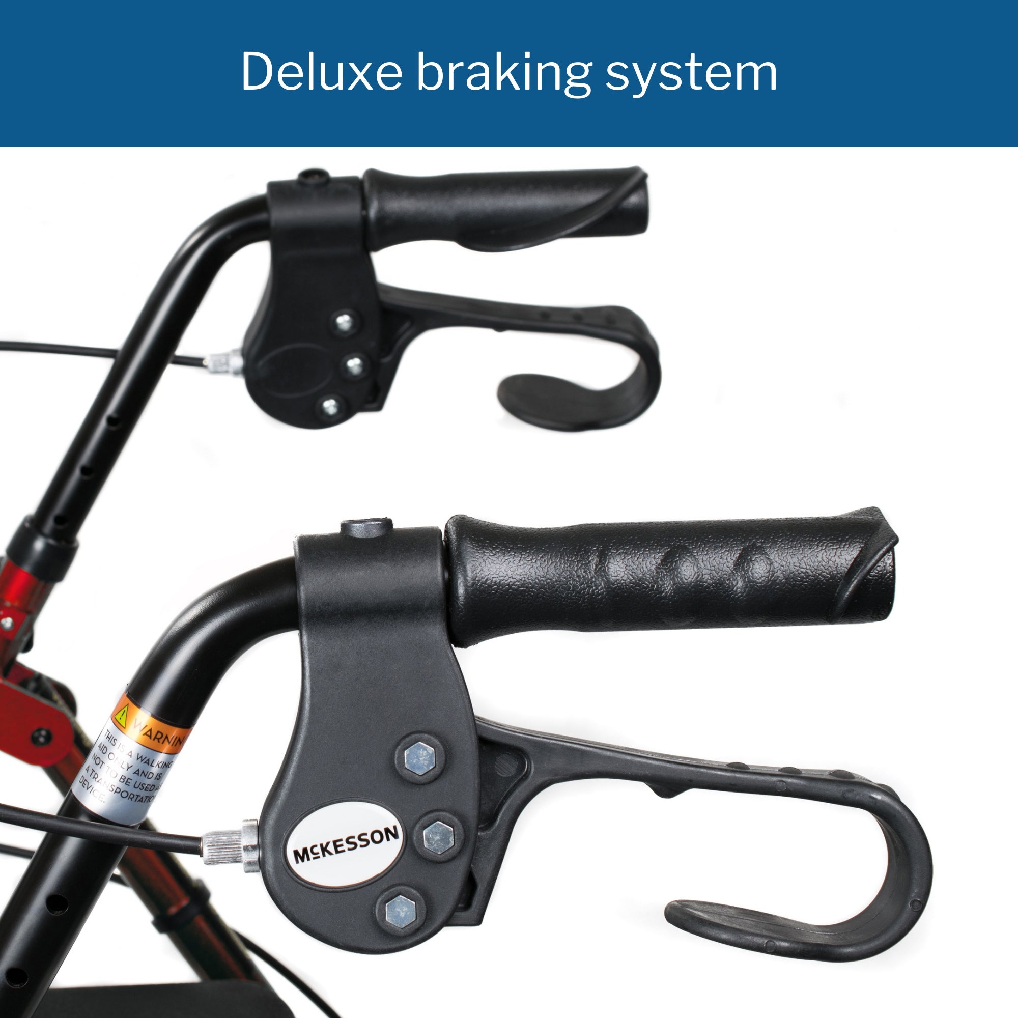 4 wheel rollator mckesson red adjustable height folding aluminum frame