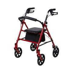 4 wheel rollator mckesson red adjustable height folding steel frame