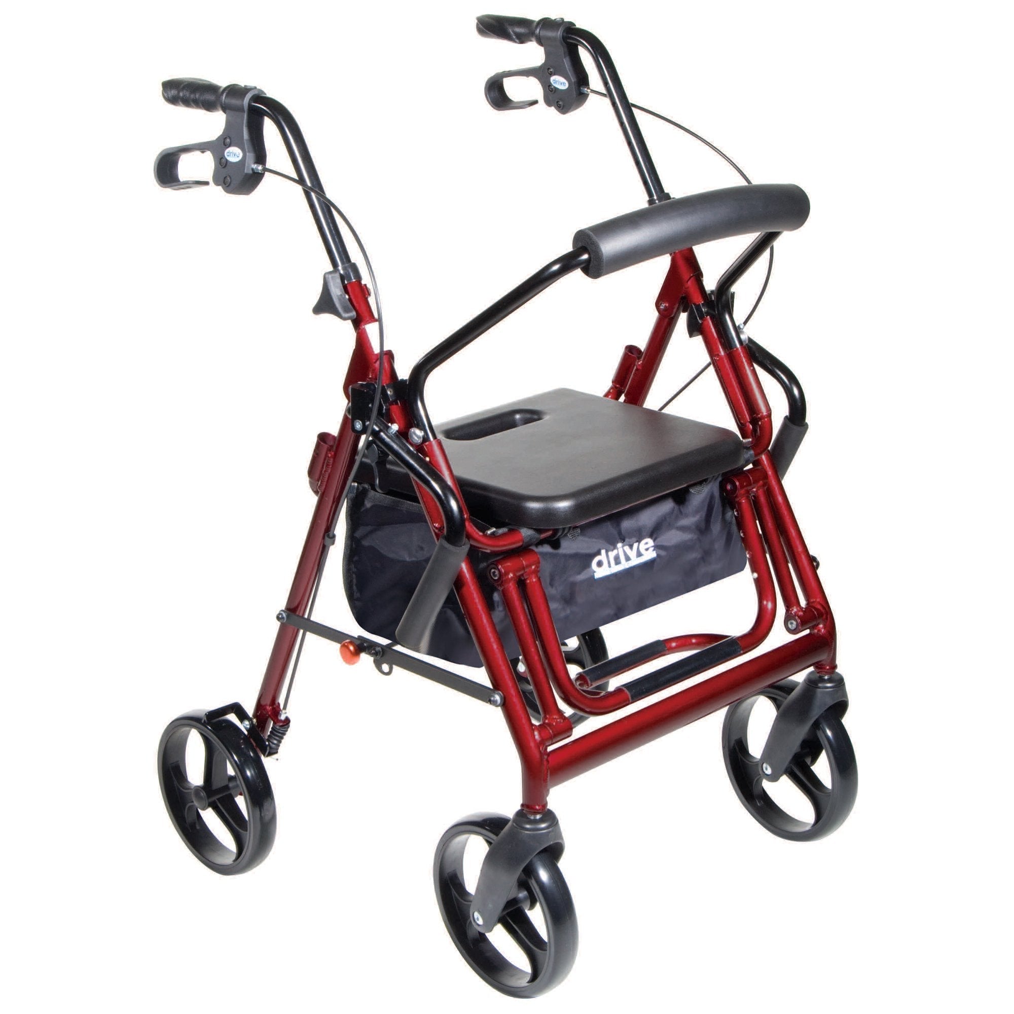 Drive Duet Aluminium Rollator For Seniors and Elders, Wheel size 8inch With Height Adjustable Weight Capacity 300lbs Burgundy Color ,Foldable, 851757EA