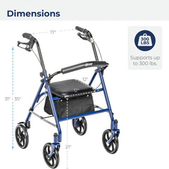 4 wheel rollator with adjustable height