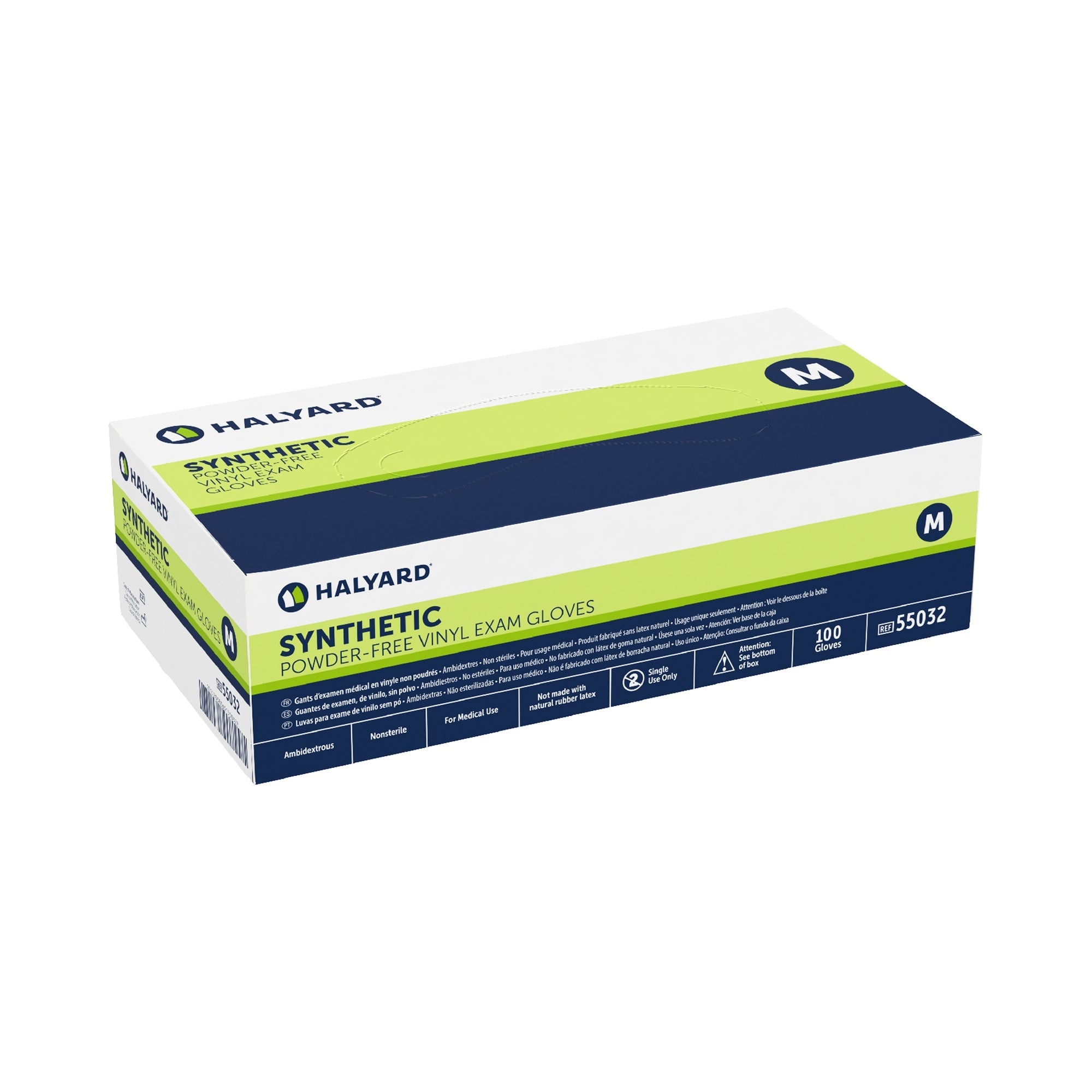 Guante de examen de driza mediano, no estéril, de vinilo, longitud de puño estándar, liso, transparente, sin clasificación